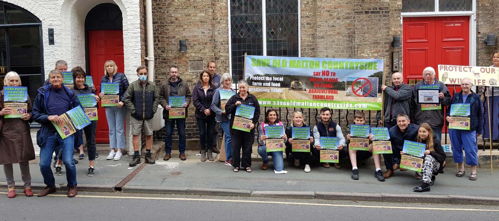 Protestors outside Malton Town Council Meeting 30th June